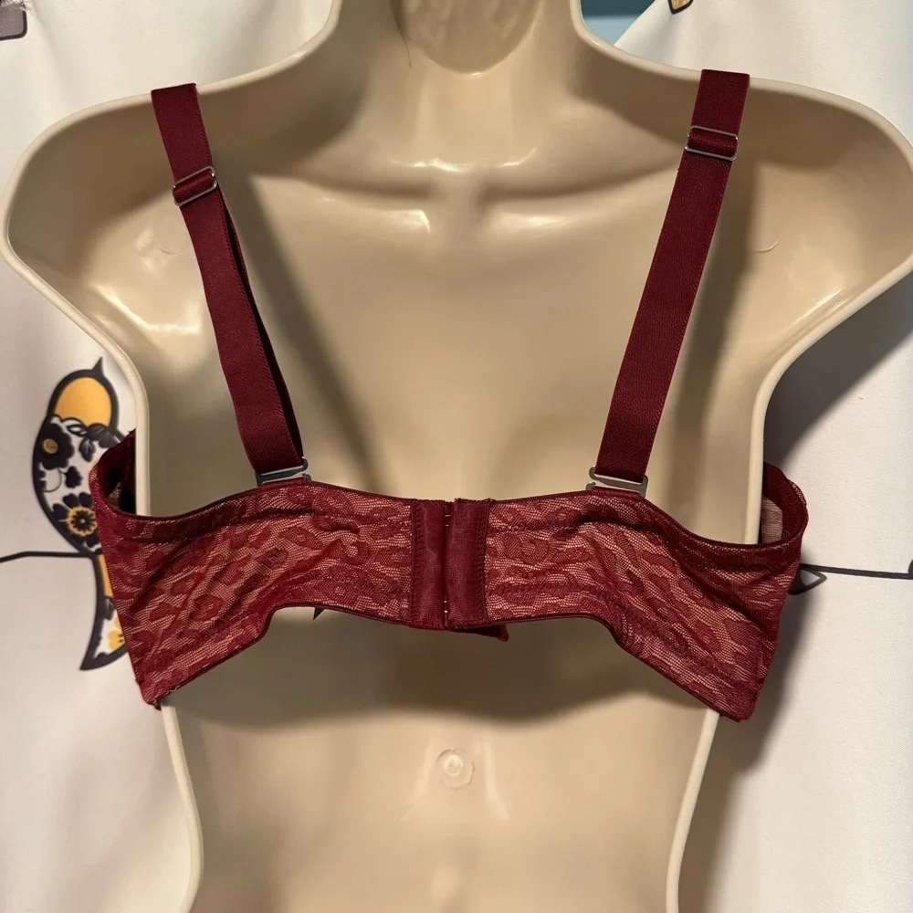 Frederick’s of Hollywood 36F Untamable Bra Bundle of 2 Blue Red Lace Plunge - Picture 10 of 12